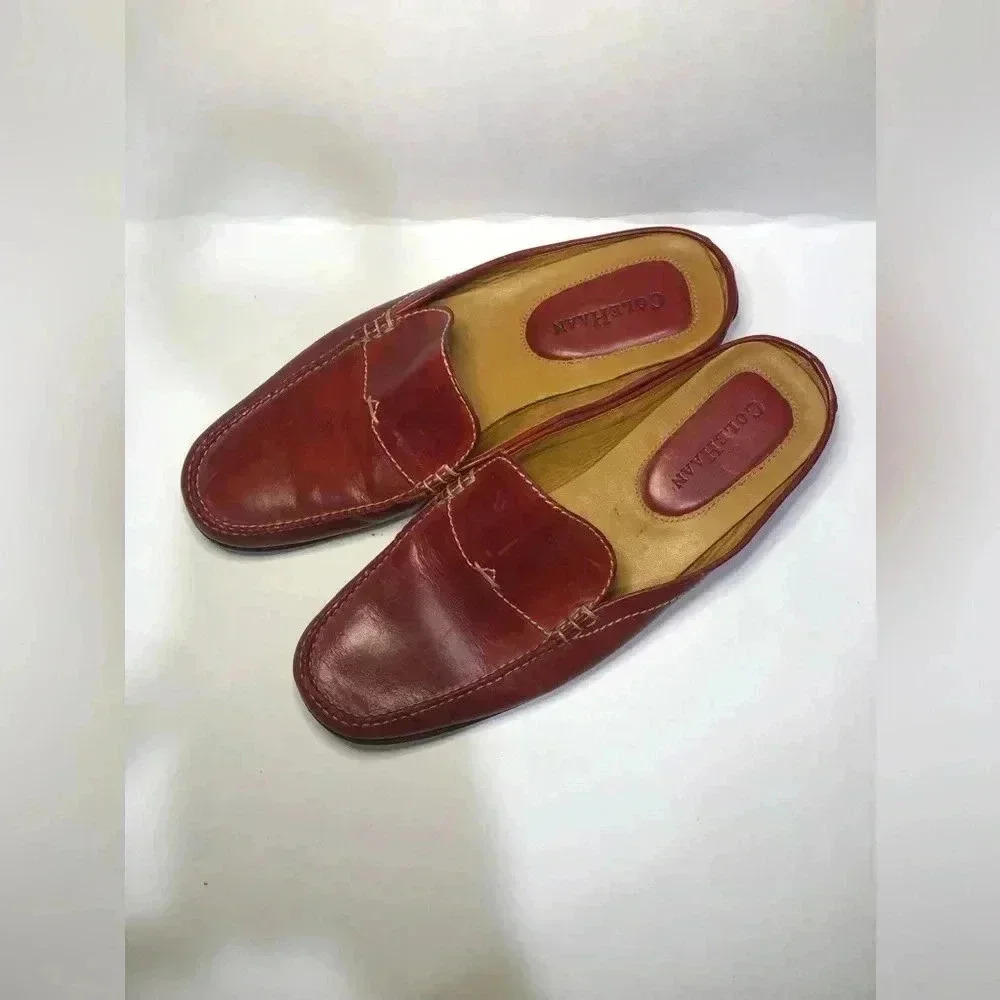 Cole Haan Women Shoe Red Mule Slide Flat Pre Owned 7.5 (see photos). - Picture 5 of 14